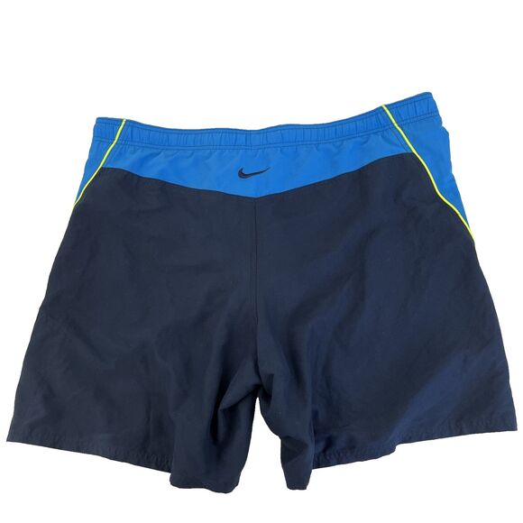 Mens Nike Board Shorts Swim Trunks Sz XXL Navy Blue Neon Yellow - Picture 5 of 8